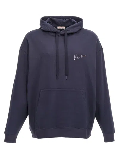 Valentino Hooded Sweatshirt With In Blue
