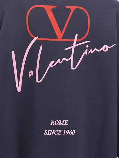 Valentino Hooded Sweatshirt With In Blue