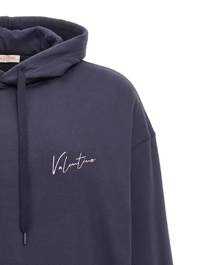 Valentino Hooded Sweatshirt With In Blue
