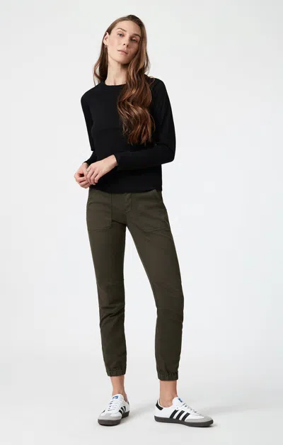 Mavi Ivy Slim Cargo In Dark Green Luxe Twill In Green