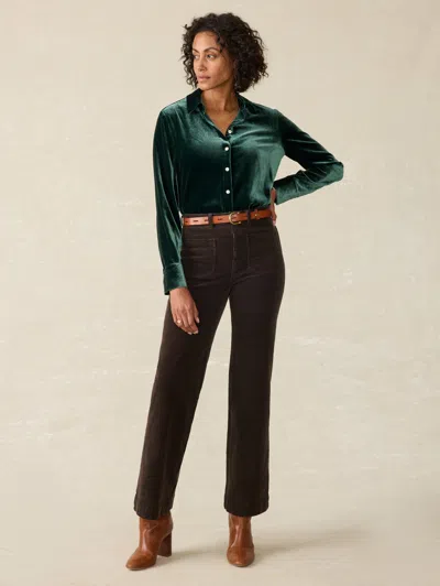 Faherty Stretch Silk Velvet Genevieve Shirt In Sea Moss