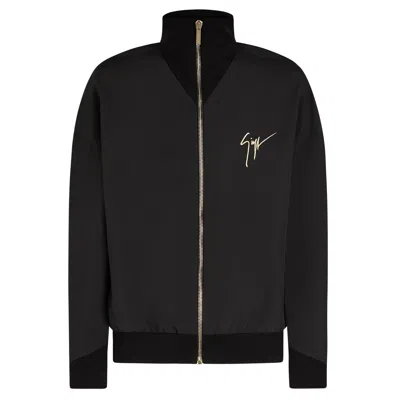 Giuseppe Zanotti Embroidered-logo Zip-up Bomber Jacket In Black