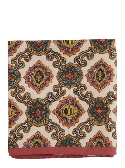 Drôle De Monsieur 'le Foulard Renzo' Beige Foulard With Renzo Pattern In Beige