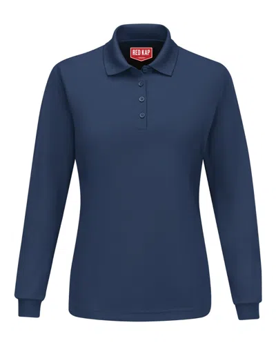 Red Kap Women's Long Sleeve Performance Knit Polo In Blue