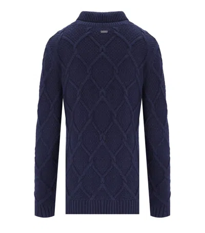 Barbour Burne Roll Blue Turtleneck Sweater