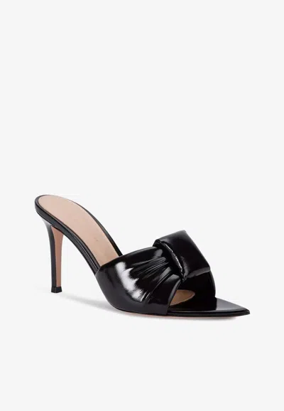 Gianvito Rossi Womens Black Bow-detail Patent-leather Heeled Sandals In Black