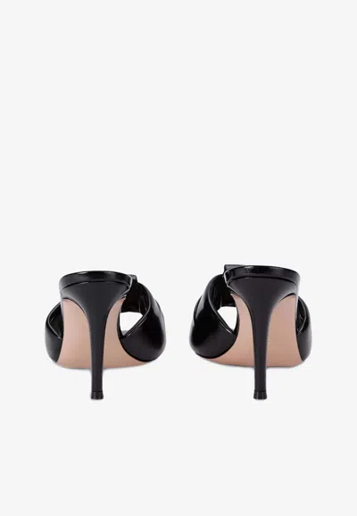 Gianvito Rossi Womens Black Bow-detail Patent-leather Heeled Sandals In Black