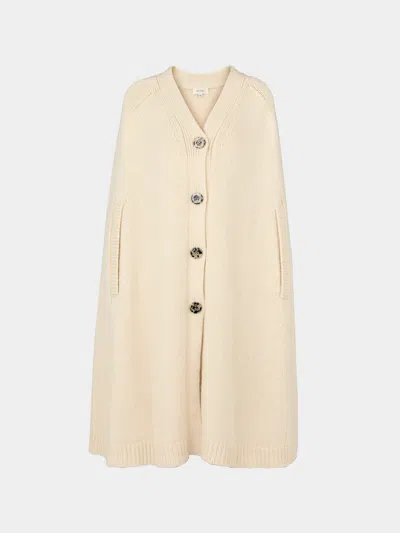 Isa Arfen Lambswool And Cashmere Cape One Size  Abask Luxury Gift In White