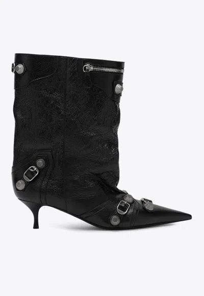 Balenciaga Cagole 50 Mid-calf Boots In Nappa Leather In Black