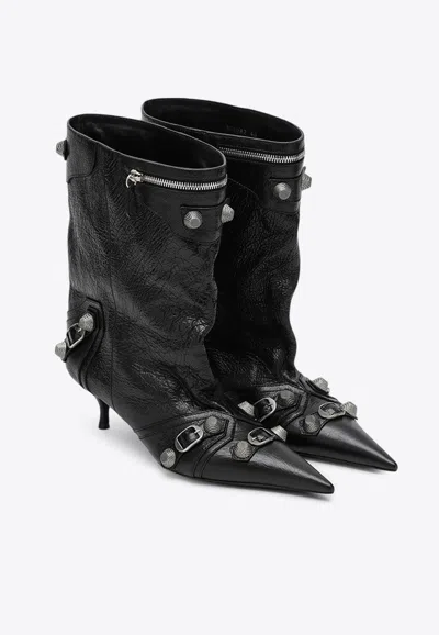 Balenciaga Cagole 50 Mid-calf Boots In Nappa Leather In Black