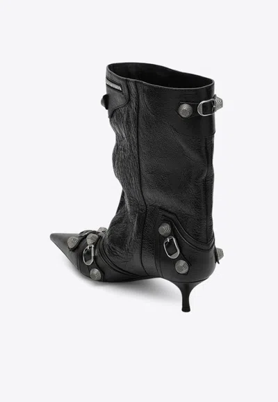 Balenciaga Cagole 50 Mid-calf Boots In Nappa Leather In Black