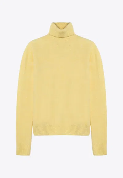 Roberto Collina Cashmere Blend Turtleneck Sweater With Long Sleeves In Yellow
