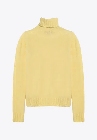Roberto Collina Cashmere Blend Turtleneck Sweater With Long Sleeves In Yellow