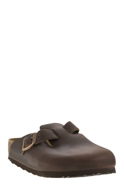 Birkenstock Leather Boston Slippers Buckle Detail