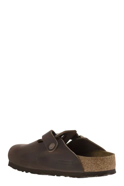 Birkenstock Leather Boston Slippers Buckle Detail