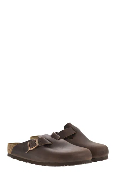 Birkenstock Leather Boston Slippers Buckle Detail