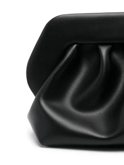 Themoirè Gathered Pleated Rectangular Clutch Bag In Black