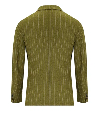 Manuel Ritz Green Pinstriped Double-breasted Jacket In Green
