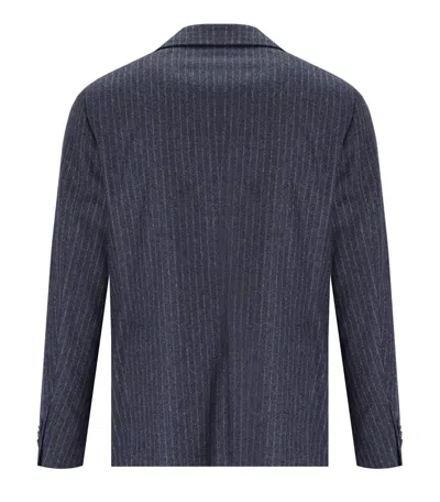 Manuel Ritz Blue Pinstripe Single-breasted Jacket In Grey