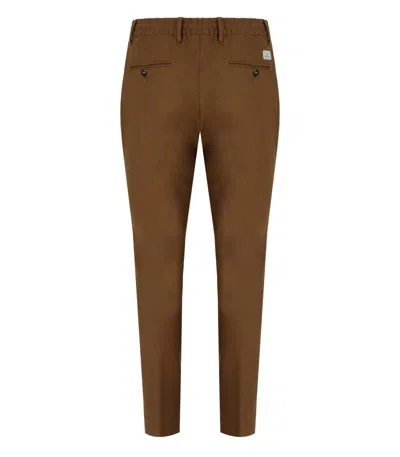 Manuel Ritz Cognac Virgin Wool Trousers With Elasticized Waistband In Brown