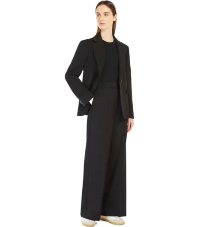 Max Mara Midnight Blue Stretch Cotton Orche Wide-leg Pant In Black