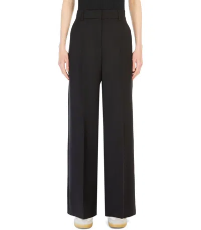 Max Mara Midnight Blue Stretch Cotton Orche Wide-leg Pant In Black