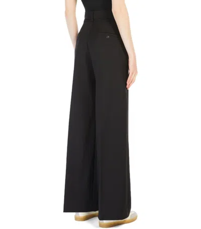 Max Mara Midnight Blue Stretch Cotton Orche Wide-leg Pant In Black