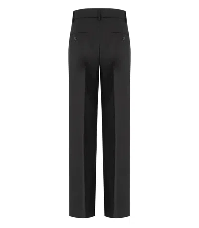 Max Mara Midnight Blue Stretch Cotton Orche Wide-leg Pant In Black