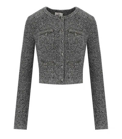 Elisabetta Franchi Salepepe Bouclé Cardigan In Grey
