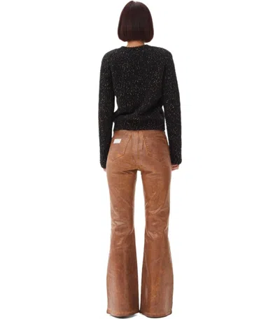 Ganni Embroidered-logo Speckled Sweater In Black