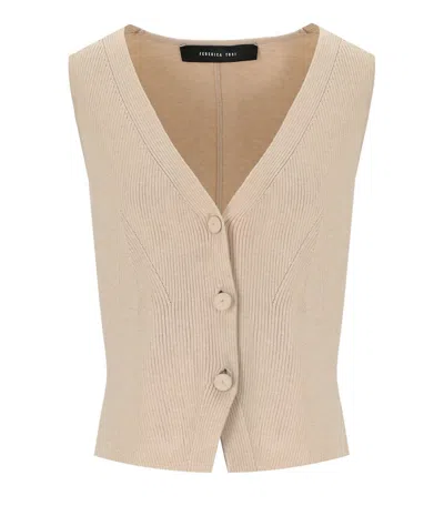 Federica Tosi Ecru Vest With Bow In Beige