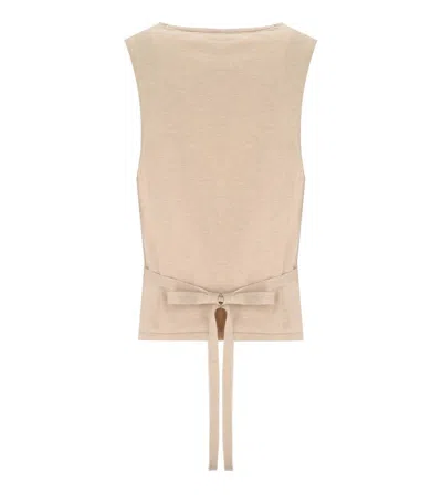 Federica Tosi Ecru Vest With Bow In Beige