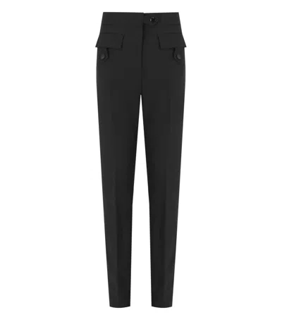 Ganni Straight Twill Lightweight Trousers In Black