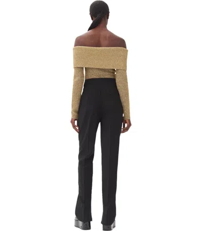 Ganni Straight Twill Lightweight Trousers In Black