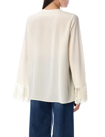 CHLOÉ CHLOÉ FLUID BLOUSE WITH LACE CUFFS 