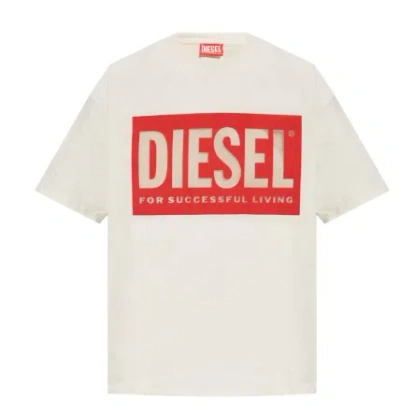 Shop Diesel Chalk White Logo Print Tee