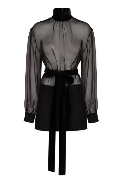 Dolce & Gabbana High Collar Long Sleeve Dress