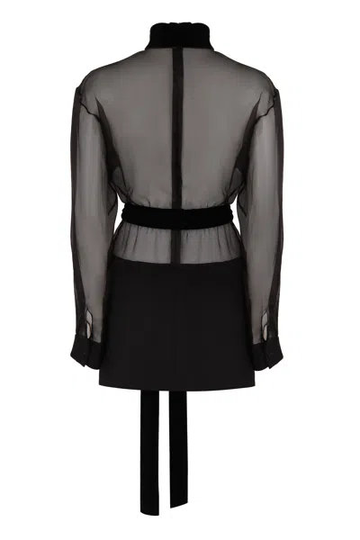 Dolce & Gabbana High Collar Long Sleeve Dress
