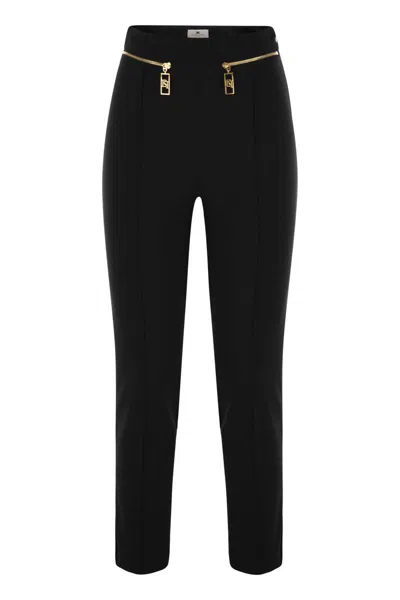Elisabetta Franchi Straight Crepe Trousers With Zip