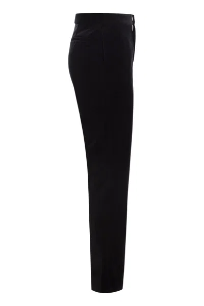 Fabiana Filippi Velvet-textured Regular Fit Trousers With Side Pockets