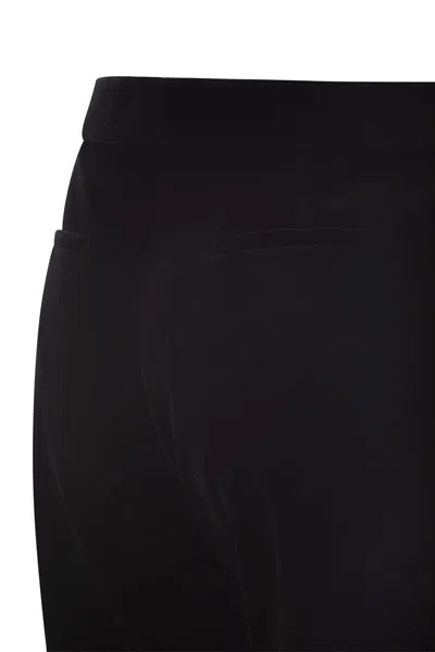 Fabiana Filippi Velvet-textured Regular Fit Trousers With Side Pockets