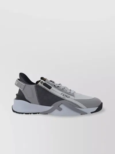 Fendi White Gray Monogram Flow Sneaker