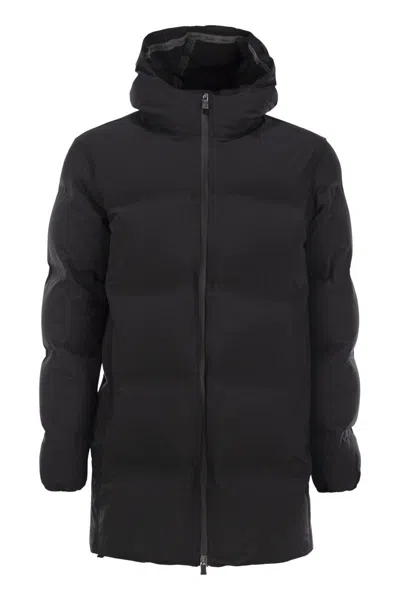 Herno New Impact Long Down Jacket With Hood In Blue