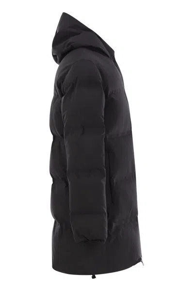 Herno New Impact Long Down Jacket With Hood In Blue