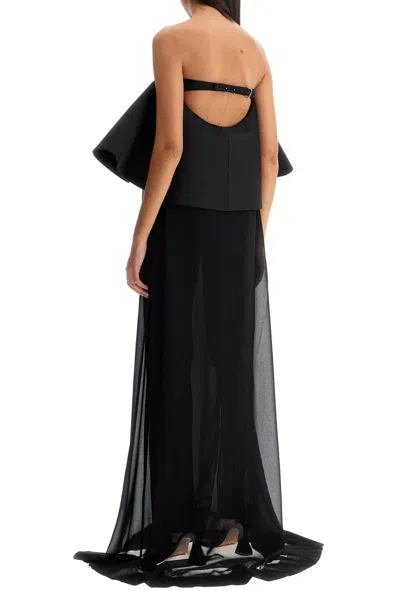 Jacquemus Chiffon Vela Dress With Maxi Flounce In Black