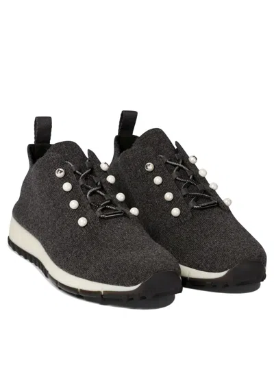 Jimmy Choo Low Top Sneakers With Pearls And Knitted Upper