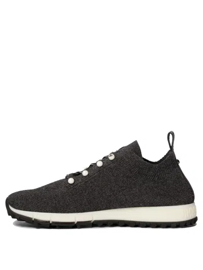 Jimmy Choo Low Top Sneakers With Pearls And Knitted Upper