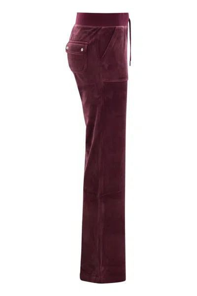Juicy Couture Womens Wine Logo-embroidered Straight-leg Velour Trousers