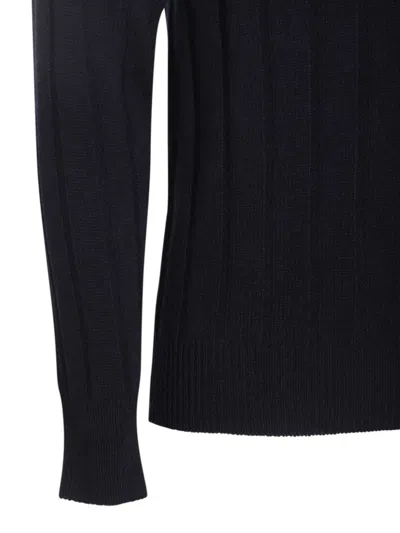 Lardini Midnight Blue Wool Roll Neck