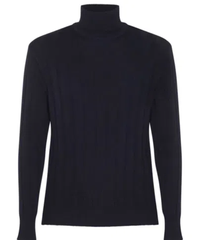 Lardini Midnight Blue Wool Roll Neck